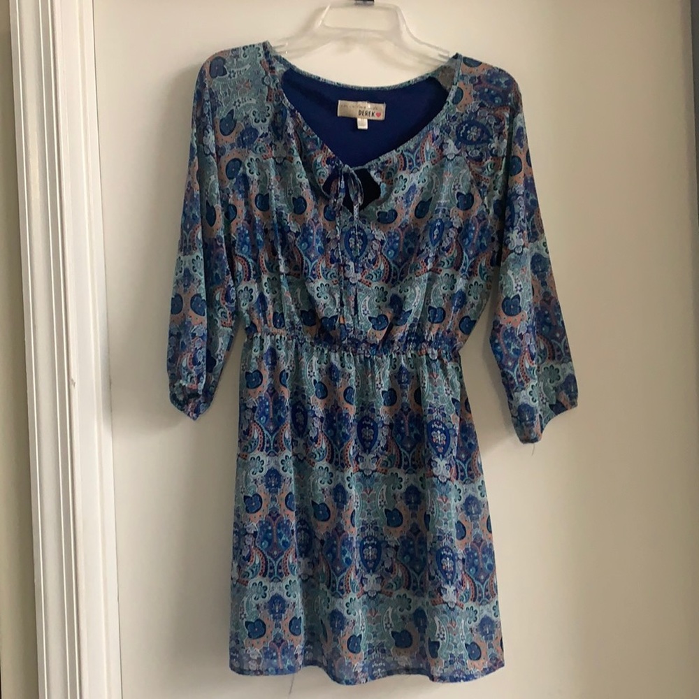 Blue fit & flare dress with Paisley Design